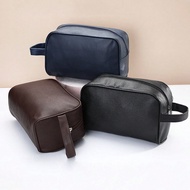Soft PU Leather Zipped Travel Toiletry Bag Men's Supply Toiletry Bag Case Vacation Gifts Christmas P