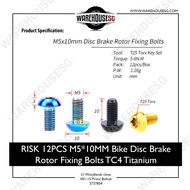 RISK TI Titanium 12PCS Disc Brake Rotor Bolts M5x10 TC4 T25