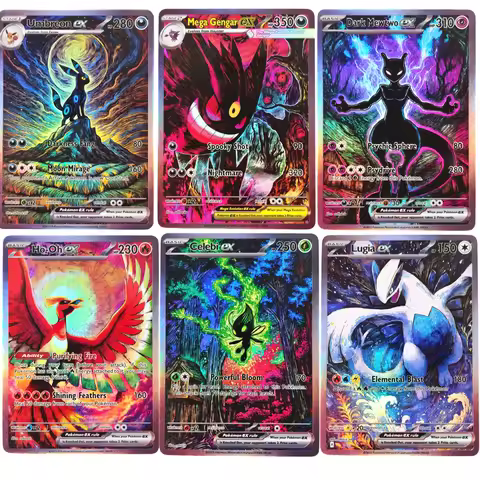 DIY Pokemon Card Dark Mega Gengar EX Dark Mewtwo EX Celebi Lugia Umbreon TCG Game Collection Card