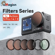 aMagisn ND CPL UV Lens Filter DJI Action 5 Pro 4 3 Push Quick Install Filter