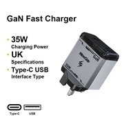 MeeGoo 35W GaN Charger 2Ports 35W Fast Charger UK Plug Power Adapter Phone Charger for Samsung IP HU