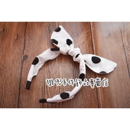 Ludou Handmade Jewelry Store~Black White Dots.cute Versatile Rabbit Ear Headband