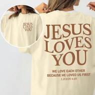 Women's Summer Jesus Love You Graphic Print Round Neck Short Sleeve Simple Casual Daily Plus Size T-