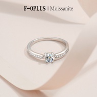 F-OPLUS | 0.3ct D Color Real Moissanite Ring,Platinum Plated  925 Silver Promise Ring with Box,Engag