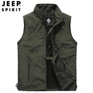 JEEP SPIRIT Vest เสื้อแจ็คเก็ตกีฬาวัยรุ่นผู้ชายเสื้อกั๊กลำลองบางฤดูร้อนเทรนด์
