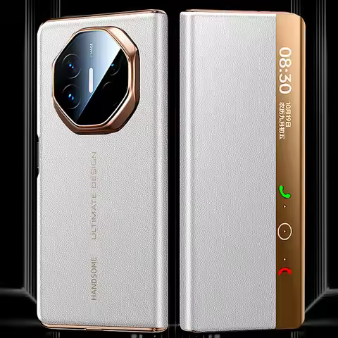 Official Genuine Leather Smart Wake & Sleep Leather Phone Case For Huawei Mate X5 X3 MATE X3 X5 Came