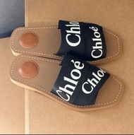 Chloe 黑色織帶拖鞋 35碼