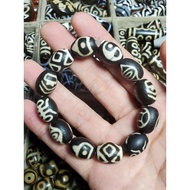 Full Dzi bracelet with 12 rough old stems, size 14 mm, meaning wealth, peace, luck Tibetan spiritual