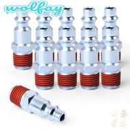 WOLFAY 10-Pack 1/4'' Pneumatic Plugs, Iron 1/4 inch NPT Male Industrial Air Plug, Air Compressors Air Hose Fitting I/M/D Type Air Coupler