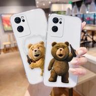 Comedy Teddy Bear Play With Beer Cheer Up Transparent Phone Case For OPPO RENO 8 7 6 5 4 4F F21 7Z 6 6Z 5 5F 2Z FIND X5 X3 A92 A83 A73 A72 A55 A52 A12 A11 A5 A3S PRO LITE 5G 4G