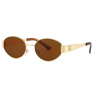 Frame Metal Plus Logo-Kacamata Fashion Hitam Korea Oval Viral Anti UV400 Wanita Pria