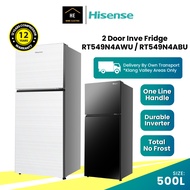 HISENSE 500L 2 Door Inverter Glass Door Refrigerator Fridge RT549N4AWU / RT549N4ABU Peti Ais Peti sejuk 冰箱