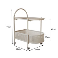 Spot parcel post Light Luxury High-Grade Trolley Sofa Side Table Small Table Side Cabinet Household Movable Glass Tea Table Storage Rack