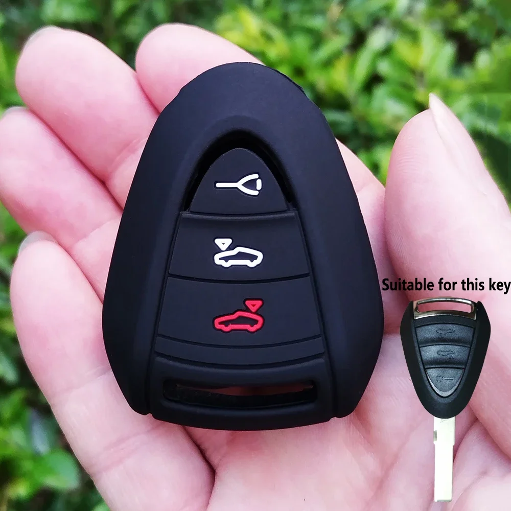 3 Buttons Silicone Car Remote Key Case Cover Shell Keychian Fob Holder for Porsche 911 997 Boxster 9