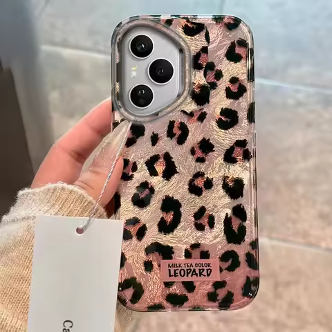 Retro Pink Leopard Phone Case for Honor 400 200 Smart Pro Magic7 6 5 70 Lite X9a X9c X9b X8b X8a X8c