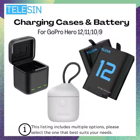 TELESIN For GoPro Hero 12 Battery Charger 1750mAh Charging Case TF Card Storage Box For GoPro Hero 9