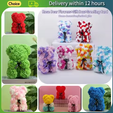 25CM Simulation Rose Bear Immortal Flower Foam Rose Valentine's Day Mother's Day Week Anniversary Gi