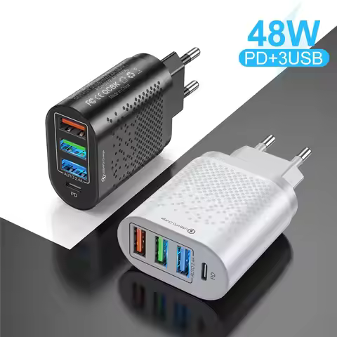 USB Quick Charger Adapter Portable Fast 3 USB Charger PD 48W For Xiaomi Samsung Huawei QC 3.0 Type C