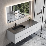 ​​Rock Slab Bathroom Vanity​​ Solid Wood Multi Layer Smart Basin Toilet Combination 91e61