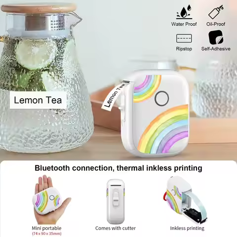 Marklife P12 MINI Bluetooth Thermal Label Printer With 1Roll 0.59"x1.18" White Adhesive Sticker Labe