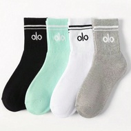 Mid-tube Yoga Socks Women Running Simple Sports Socks Fitness Socks Long-tube Cotton Socks