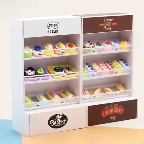 1:12 Mini Cake Cabinet Dessert Shelves Miniature Food Play Toys Model Play House Hand DIY Small Orna