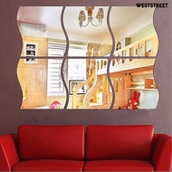 weststreet 6Pcs Wall Sticker Removable 3D Decoration Mirror Effect DIY Mirror Wall Sticker for Home