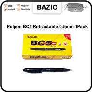 1 Pack Black Pointed Pen Retractable Gel Pen Sharp Shallow Pen Bazic BC 5 BC5