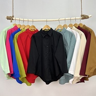 Clashe Muslimah Blouse Korean Solid Color Single Pocket Long Sleeve Baggy Outfit Plus Size S-8XL Wom