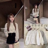 Rough collar shirt with puffed sleeves and embossed floral pleats 92593