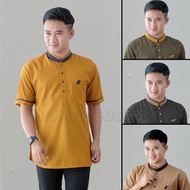 KEMEJA FATHAN Men's Shirt Short Sleeve Plain Muslim Top for Adult Men Available in Sizes SML XL XXL 