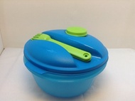 (Tupperware) Tupperware Salad-to-Go Lunch Set Bowl Utensils Dressing Container Blue