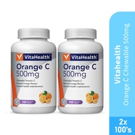VITAHEALTH Orange C Chewable 500mg 100's x2- Vitamin C ,Orange, Bone HMS Healthstore