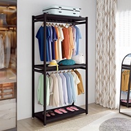 🚢Open Wardrobe Double-Layer Hanger Floor Vertical Clothes Rack Simple Bedroom Storage Internet Celebrity Household Coat