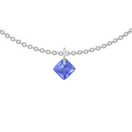 Premium Steel September Birthstone Sapphire Princess Cut Premium Austrian Crystal Pendant Necklace