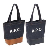 apc logo print denim canvas tote bag fashion shoulder bag