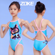 Zoke ชุดว่ายน้ำแข่งขันสำหรับเด็กผู้หญิงวัยรุ่นเด็กผู้หญิงชุดว่ายน้ำแข่งแบบมืออาชีพสำหรับเด็ก Upf50ทนคลอรีนพิมพ์ลายการ์ตูนชุดว่ายน้ำป้องกันแสงแดด2024