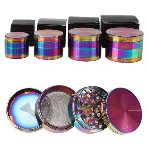 40/50mm 4 Layer Metal Tobacco Crusher Hand Muller Smoke Herbal Herb Grinder Rainbow 63MM 75MM 60MM