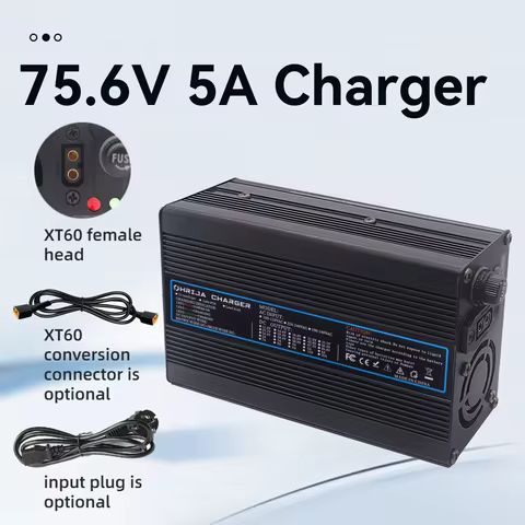 75.6V 5A charger quick aluminum shell suitable for18S 66.6V lithium battery charger detachable conne