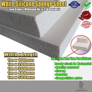 White Silicone Sponge Sheet with 1mm to 4mm Thickness x 1m Width x 100mm to 500mm Length Various Siz