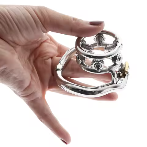 CBT MICRO CHASTITY SPIKES BRACELET Stainless Steel Chastity Cage With With arc-shaped Cock Ring BDSM