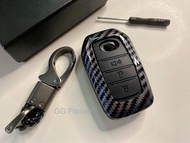 กรอบ เคฟล่า แท้ แบบเงา ใส่กุญแจรีโมทรถยนต์ Toyota All New Fortuner Revo 3 ปุ่ม (Smart Key)  ส่งจากไทย