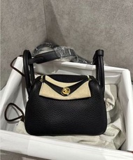 Hermes mini lindy 37 Noir GHD 黑金 黑色 金扣 gold hardware 二代 stamp K TC
