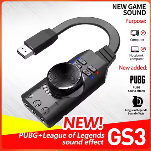 Speaker Headset Audio Jack Cable Adapter Mute Switch GS3 7.1 Channel Sound Card Converter External U