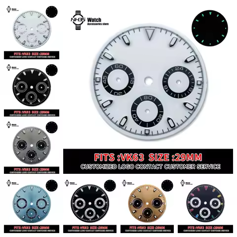 VK63 Dial For Seiko Daytona VK63 Movement With Date Window Sterile Dial 29mm Black Gold Blue Green C