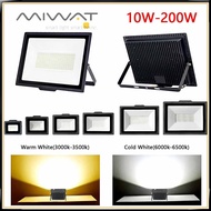 MIWAT ไฟฟลัดไลท์ LED กลางแจ้ง10W 50W 100W 200W สปอตไลท์ไฟ LED IP67กันน้ำไฟฉายสว่างมากสำหรับถนนลานสวน
