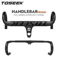 TOSEEK Full Carbon One-piece Road Bicycle Handle Bar 28.6mm Road Bike Handlebar Stem Matt Black Carb