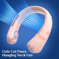 Cute Neck Fan 2400mAh Portable Ventilator Bladeless Cooling Mute Fan USB Rechargeable Wearable Neckb