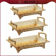 blesiya Iron Golden Fruit Tray with Handles Countertop Tray Desert Tray Storage