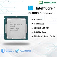 【Ready Stock】Intel Core i3-8100 i3 8TH GEN Processor 3.60GHz 4Cores 6MB Smart Cache 8GTs LGA 1151 CP